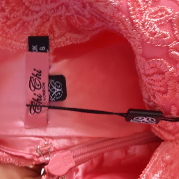 New! Chi Chi London Nika Dress Coral - Picture 8 of 13